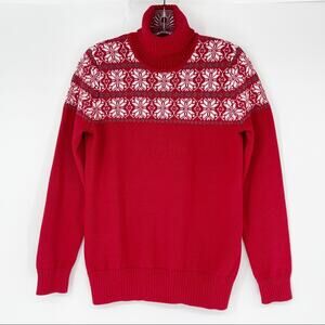 Breckenridge Red Fair Isle Sweater Sz Med Turtleneck Snow Holiday Christmas